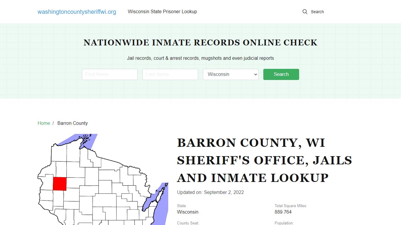 Barron County WI Sheriff's Office, Jails and Inmate Lookup